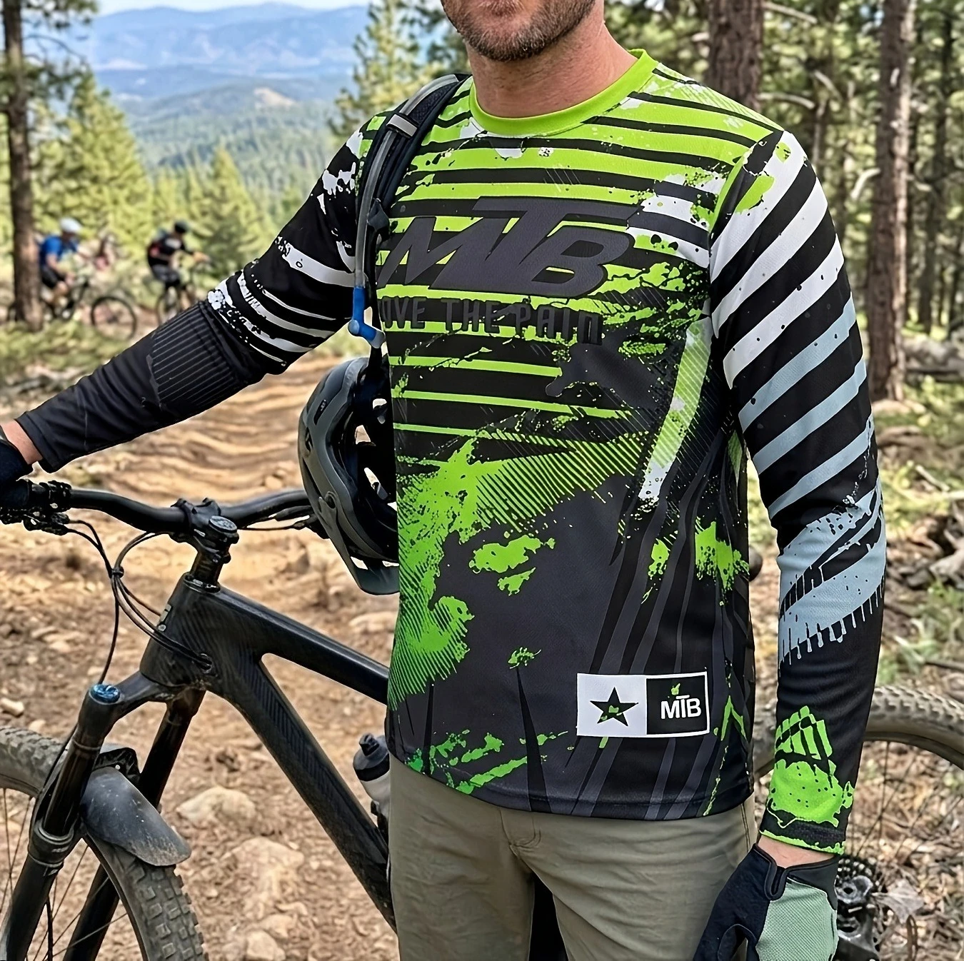 fato-de-ciclismo-de-manga-comprida-para-bicicleta-de-montanha-mtb-preto-e-verde-para-uso-em-terrenos-acidentados-de-secagem-rapida-ideal-para-desportos-atividades-fisicas-campismo-e-pesca