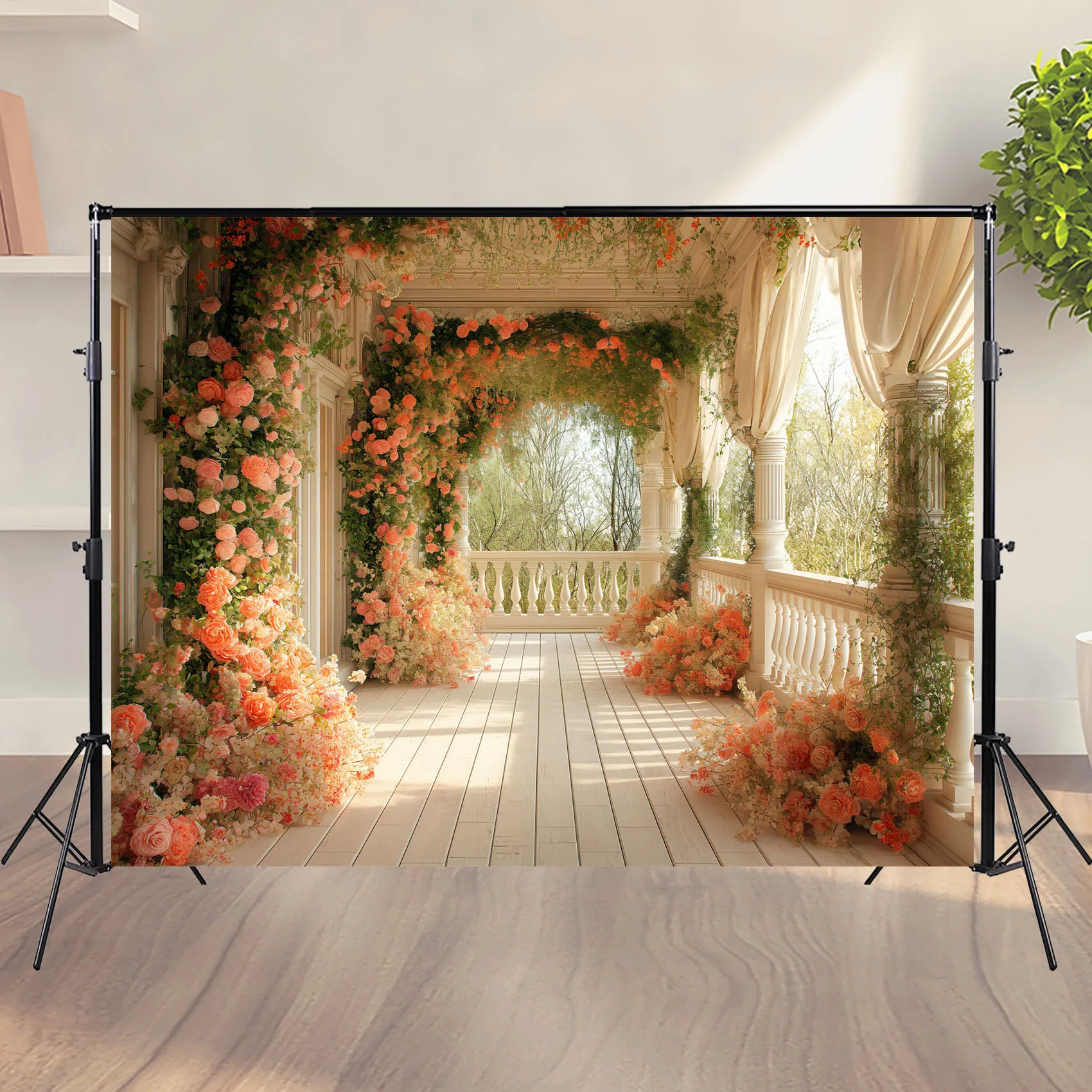 Fondo de fotografía Retro de primavera, telón de fondo para recién nacido, Baby Shower, cumpleaños, pastel, Smash, patrón de pared de flores rosas