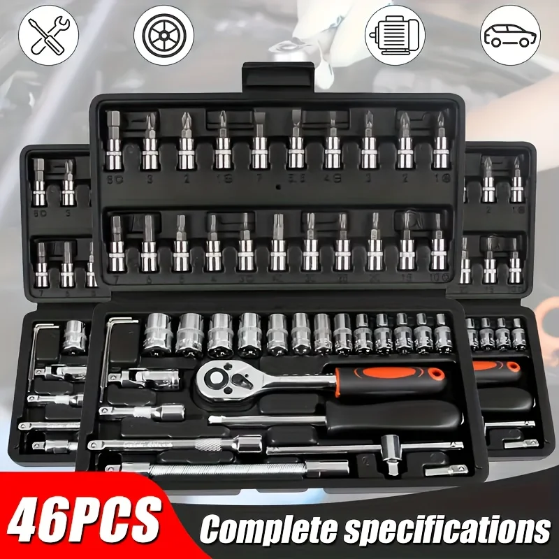 

Car Repair Tool Kit 46 pcs Socket Set Car Repair Tool Ratchet Torque Wrench Combo Auto Repairing Tool Set,Car Disassembly Tool