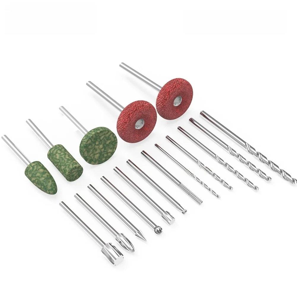 Grinding Accessories Kit 17 Piece for Compatible Tools Sanding Heads Drill Bits Rotary Files Sandpaper Discs Grinding