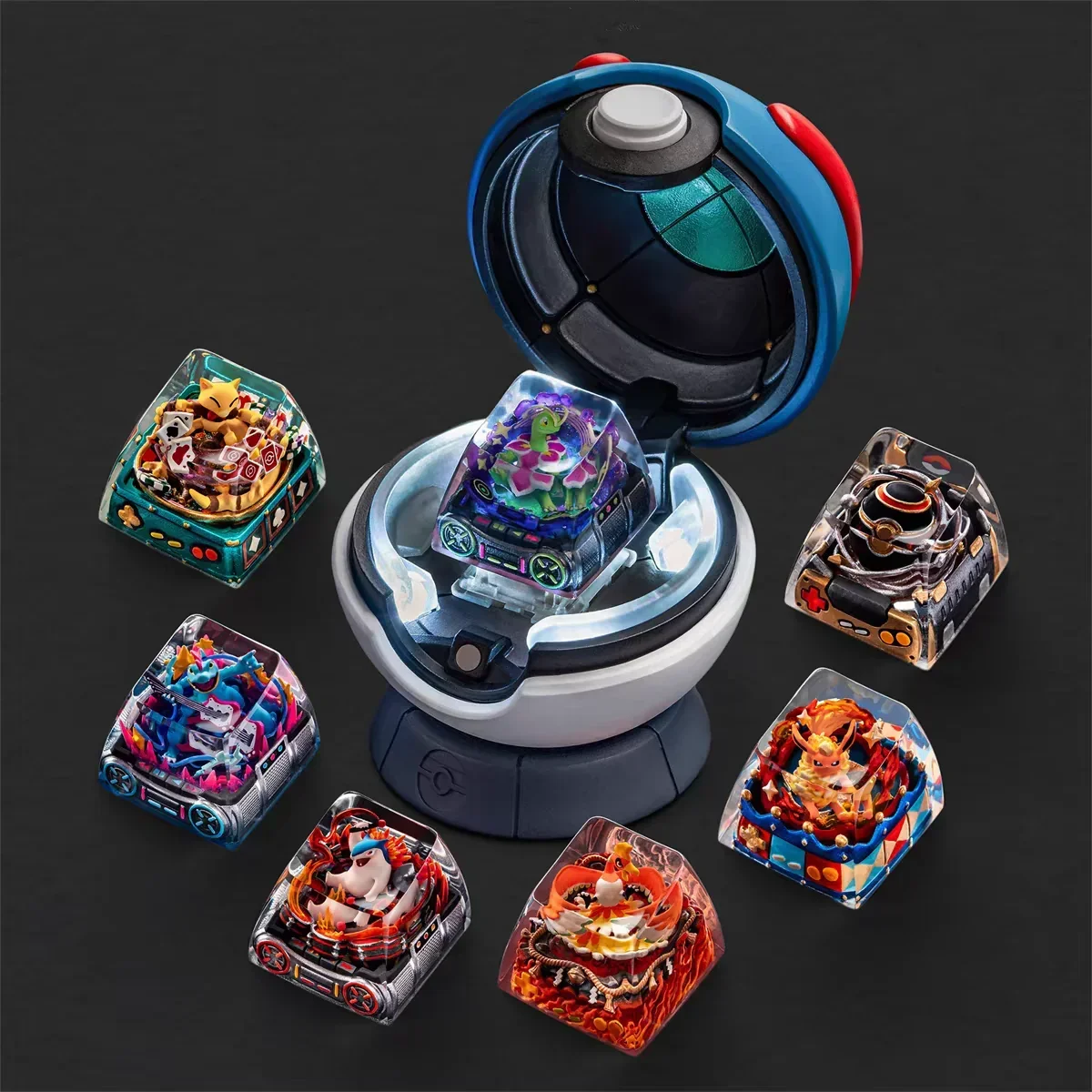 Pokemon Anime Character Keycap  Luxury Ball Meganium Typhlosion Feraligatr Flareon Mechanical Keyboard Resin Stereoscopic Keycap