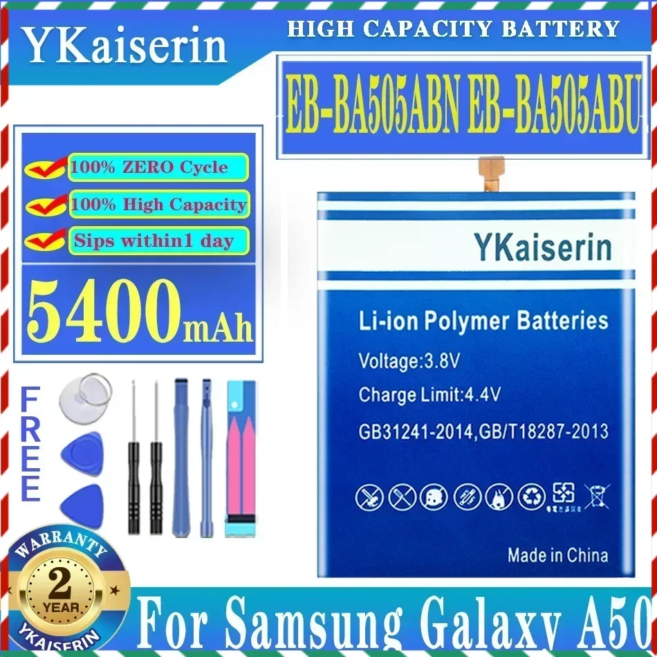 YKaiserin EB-BA505ABN 5400mAh Battery For Samsung Galaxy A50 A505F SM-A505F Batterij