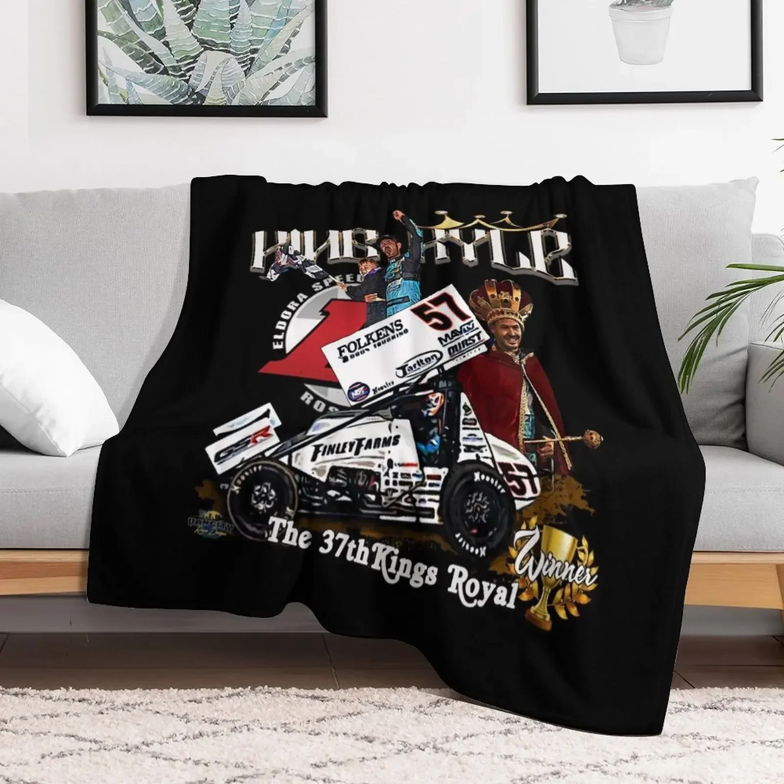 KING KYLE, The 37th Kings Royal Winner Kyle Larson Throw Blanket Retros Luxury St Blankets