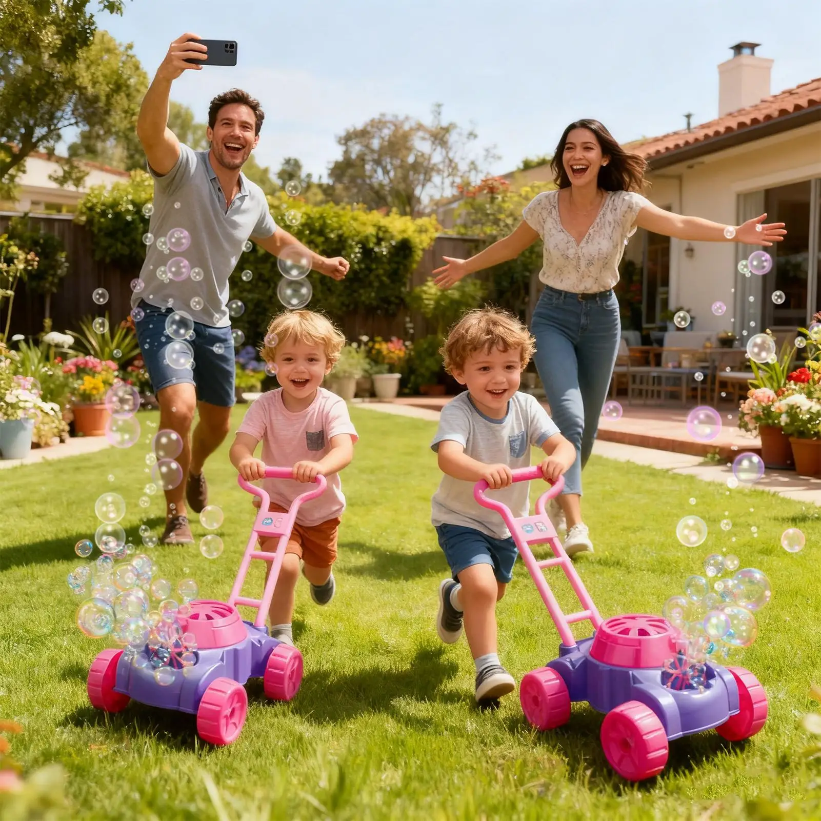 Bubble Lawn Mower Pretend Play Toy Backyard Game Bubble Machine For Kids For Preschool Kids Children Boys Girls Children