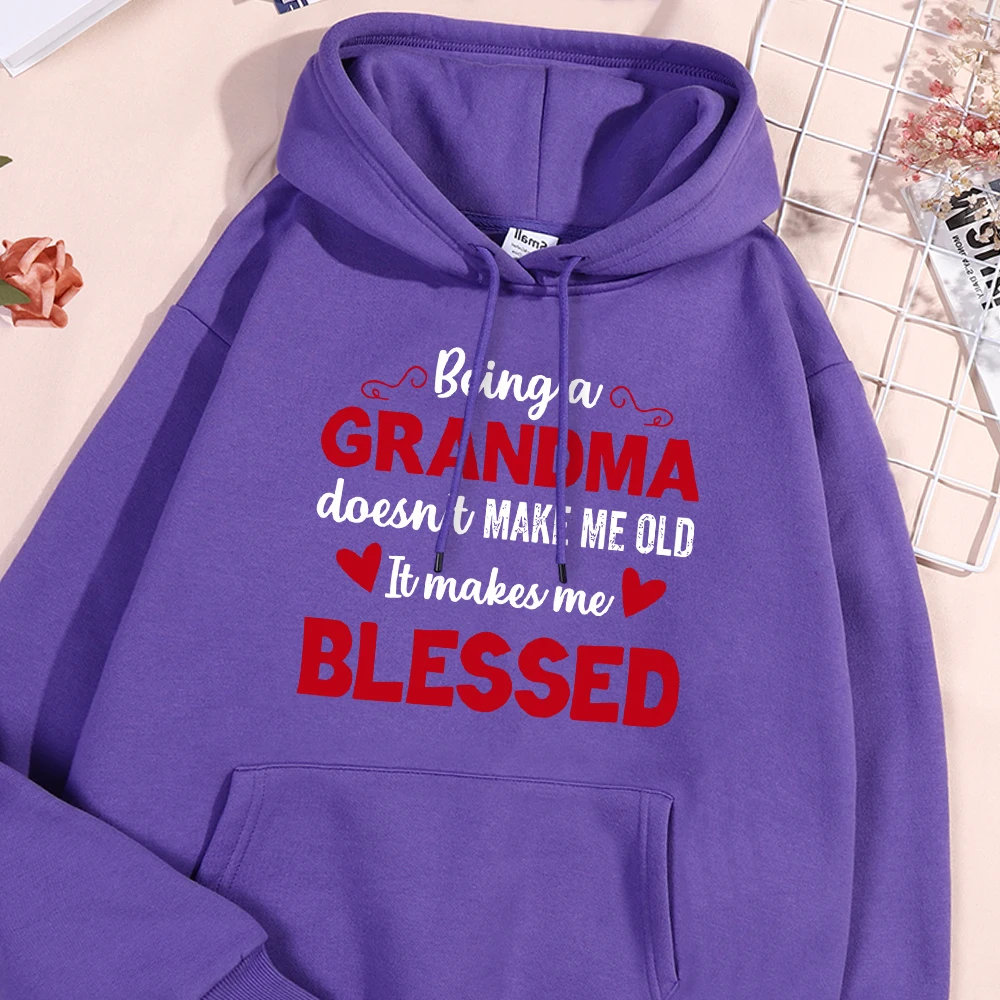 

Blessed Grandma Letter Hoodie Man Autumn New Fleece Warm Hoodies Oversized Loose Pullover Casual Soft Comfort Hoody Clothing
