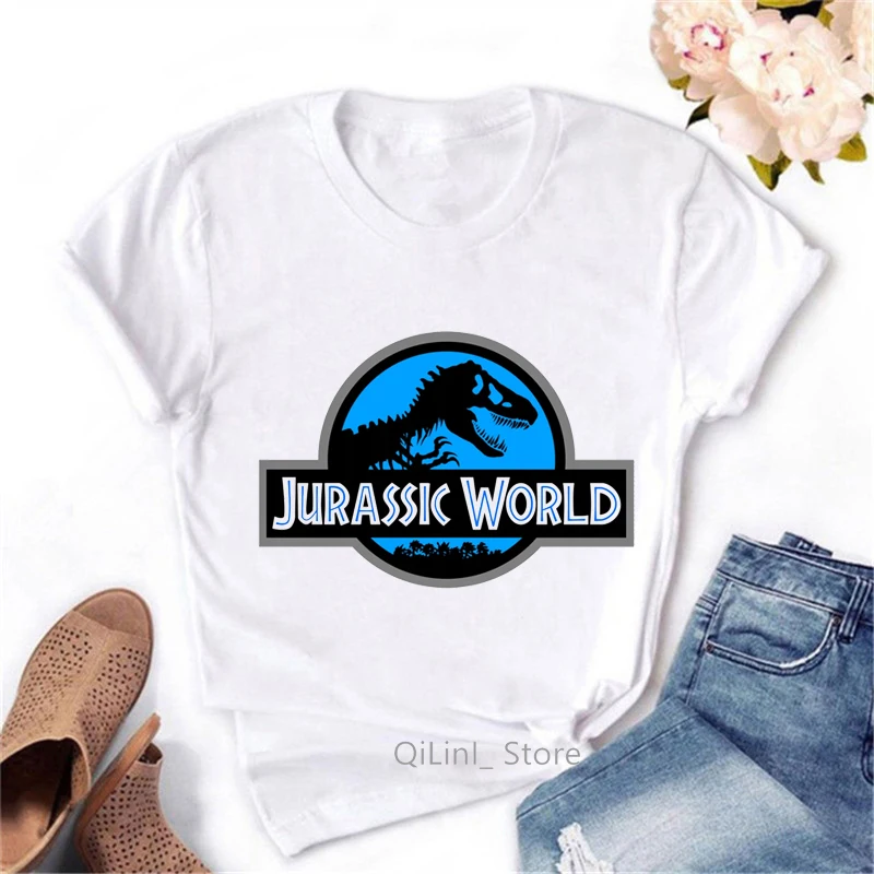 

Vintage Jurassic Park T Shirt Women Dinosaur Tee Shirt Femme Summer Geek Top Female White Short Sleeve T-Shirt Cool Streetwear