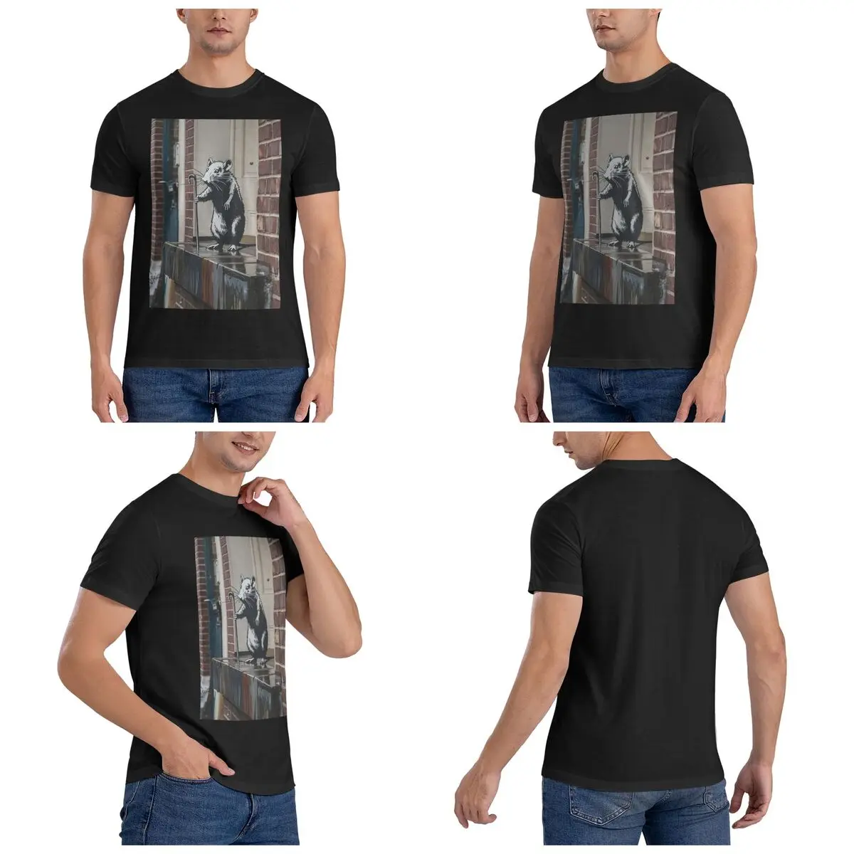 Banksy Rat Street Men T-Shirt Fashion Plus Size T Shirts Men's Round Neck Cotton Tees Short Summer Male