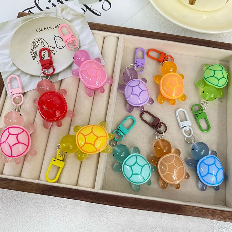 5Pcs Mixed Cartoon Luminous Colored Turtle Pendant Keychain Backpack Hangings Bag Chairms Keyring Decoration Gift