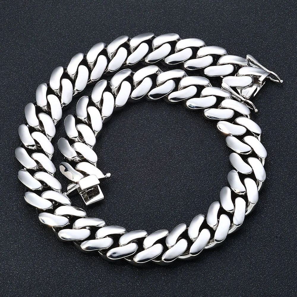 HHIOK 22mm Thick Cuban Link Necklace Iced Out Exquisite Brass 18K Gold Plated High Polished Hip Hop Jewelry For Men and Women