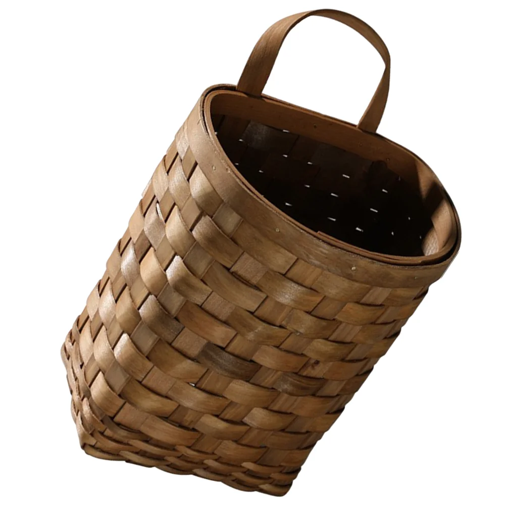 

Rattan Flower Basket Wooden Wall Hanging Vegetable Jute Mount Pot Baskets Outdoor