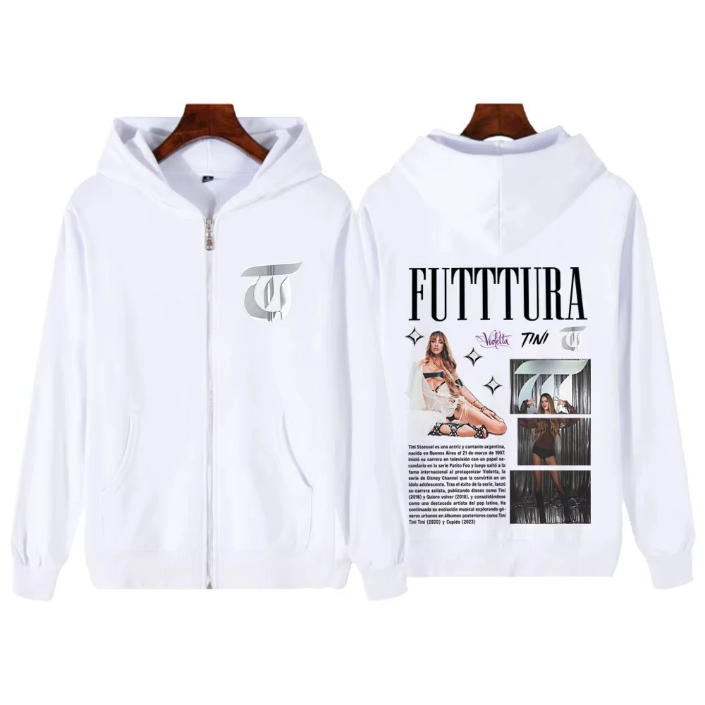 Singer TINI STOESSEL Futtura Album 2025 Tour Vintage Zipper Hoodie Men Women Hip-hop Sweatshirts Casual Harajuku Zip Up Coats