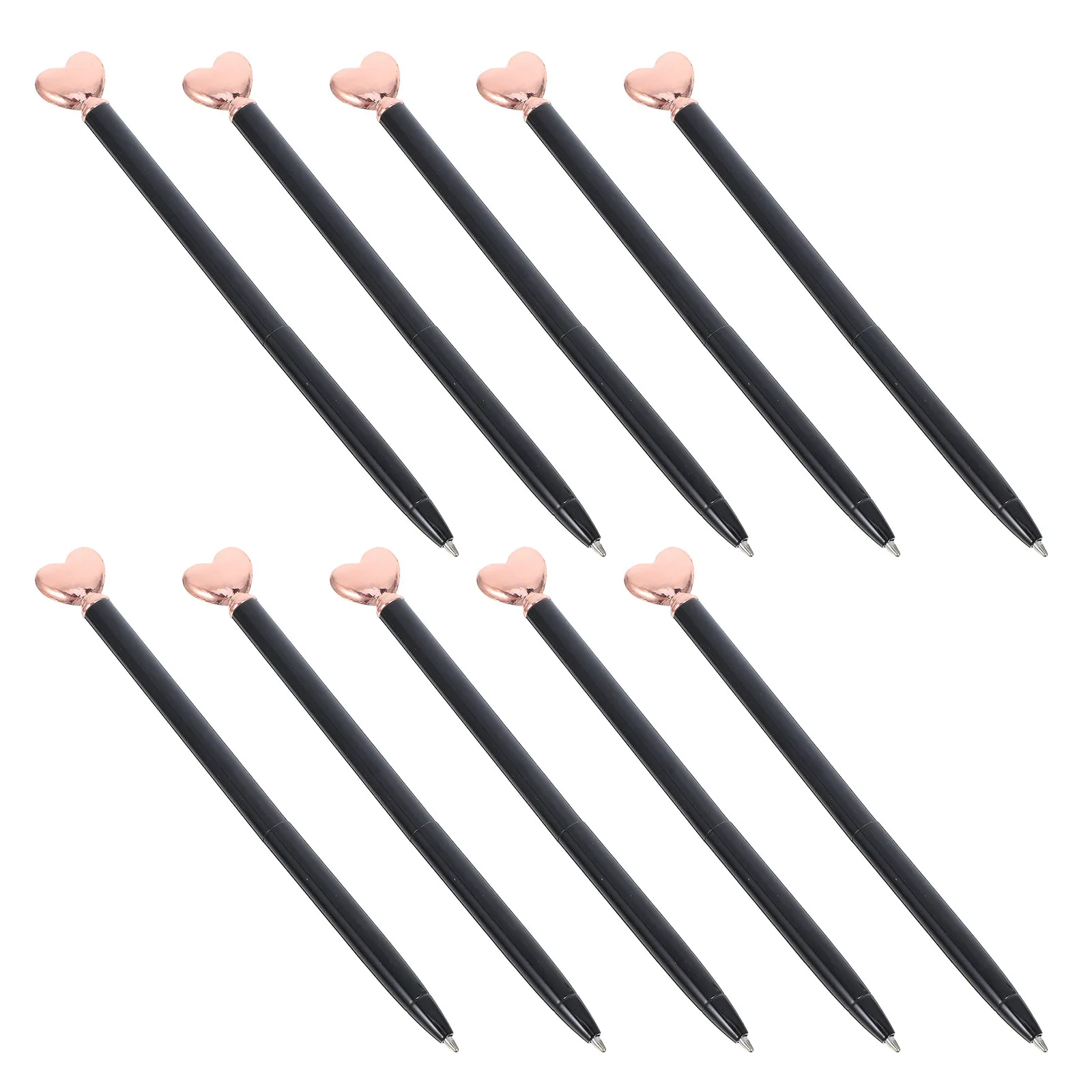 

10Pcs Heart Shaped Metal Ballpoint Pens Retractable Elegant Design Smooth Writing Valentine Wedding Office Home Decorative Cute