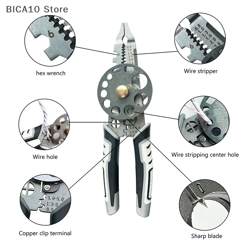 Multifunctional 10 In 1 Wire Cutting Pliers Manual Electrical Wire Stripping Pliers Cable Crimping Pliers Wire Pulling Scissors