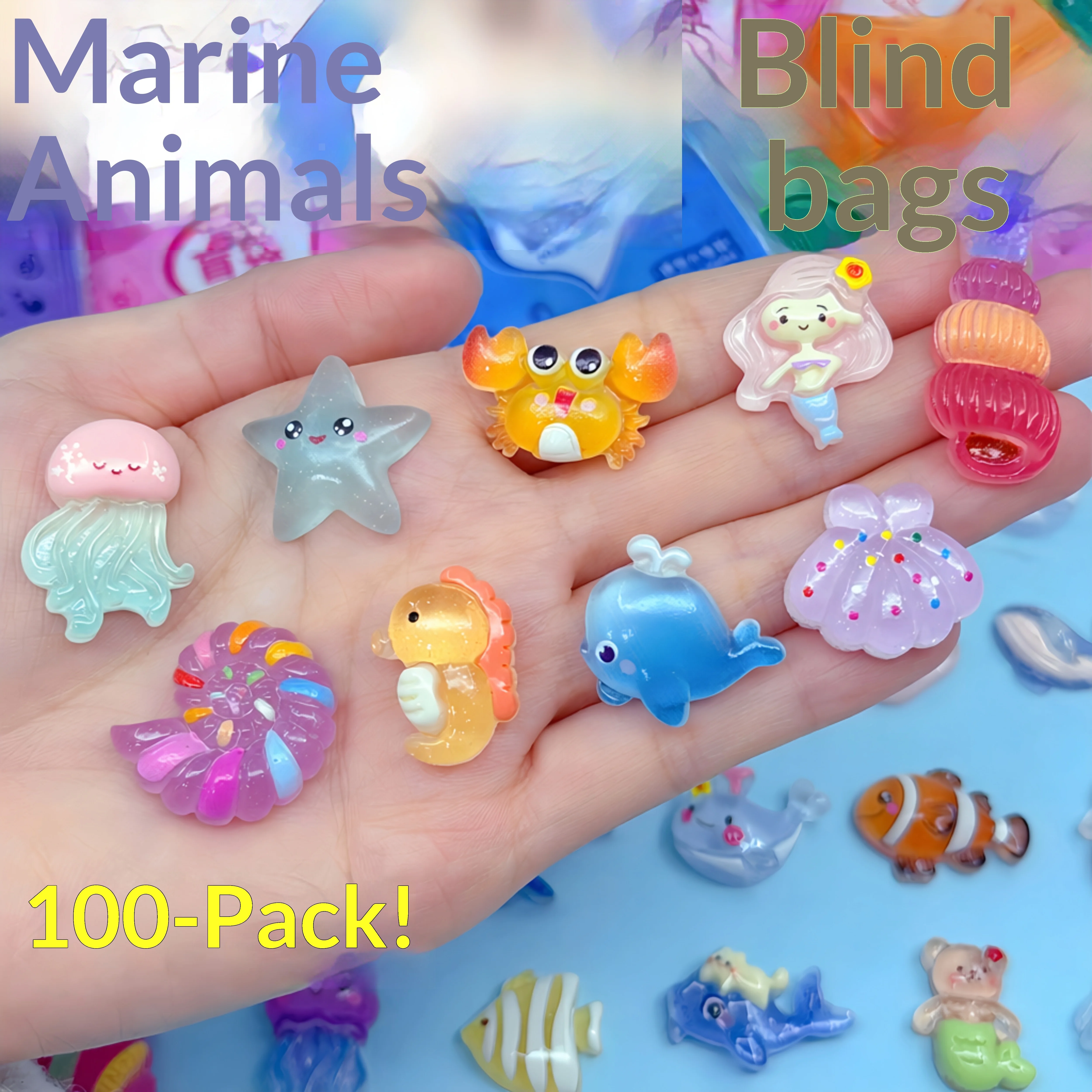 

Zoolla Glow In The Dark Mini Marine Animals Luminous Resin Figurines Surprise Blind Box Blind Bag For Diy Craft Decor Small Gift