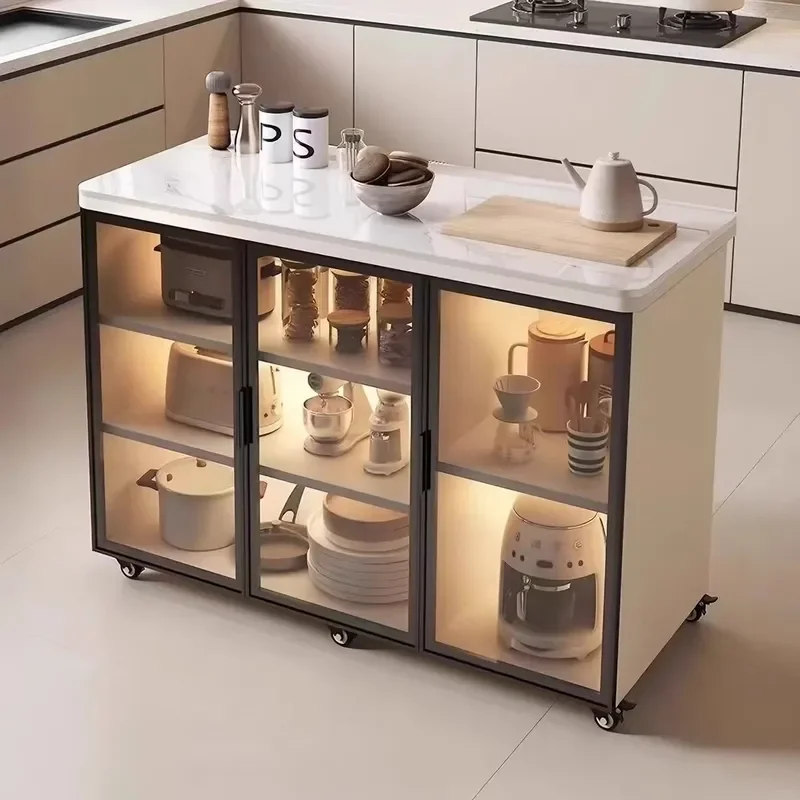 Kitchen Shelf Slate Cutting Table Operating Table Side Cabinet Locker Movable Island