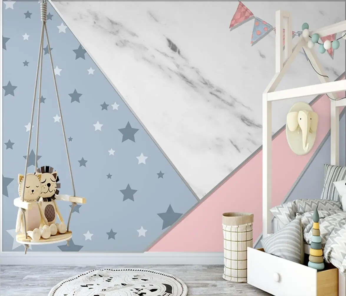 

beibehang custom Nordic star marble murals wallpaper for children's room bedroom decoration papel de parede 3d photo wall paper