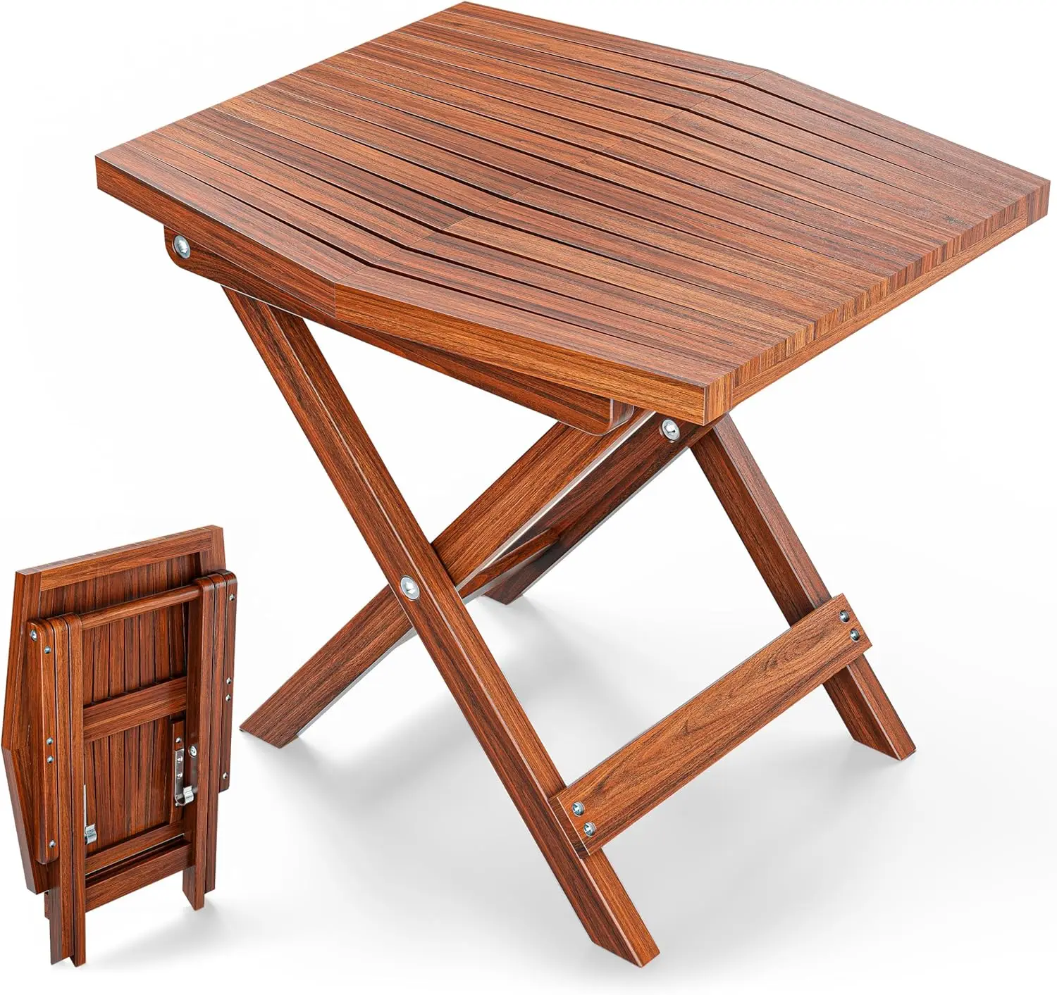 

Folding Outdoor Side Table, Acacia Wood Weatherproof Small Table for Patio, Porch, Pool & Garden - Chestnut