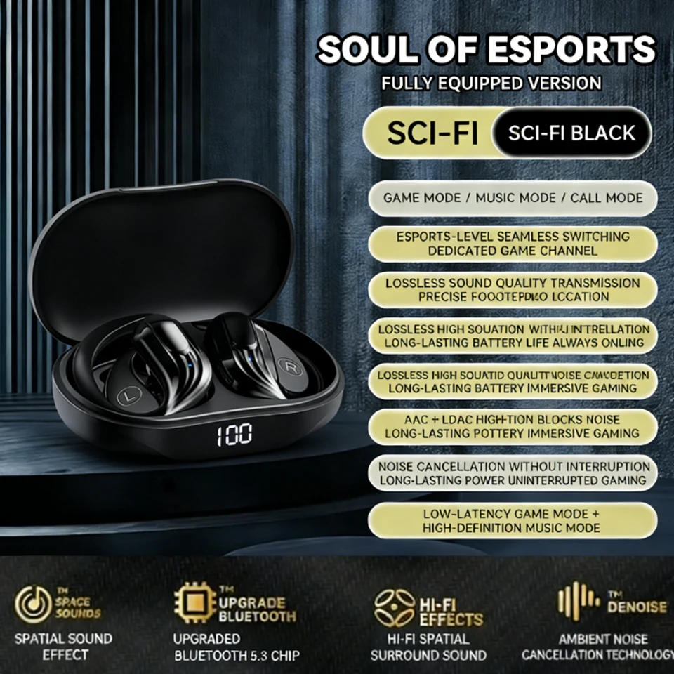 

FOCABO New OWS Ear-Hanging TWS Wireless Bluetooth Headset Comfort Wearing Long Endurance Sports Running Earphones