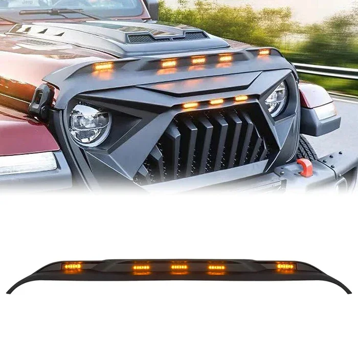 

Front Hood Protector With Amber LED Lights For 2018-Later 2019 2020 JL & JT accessories