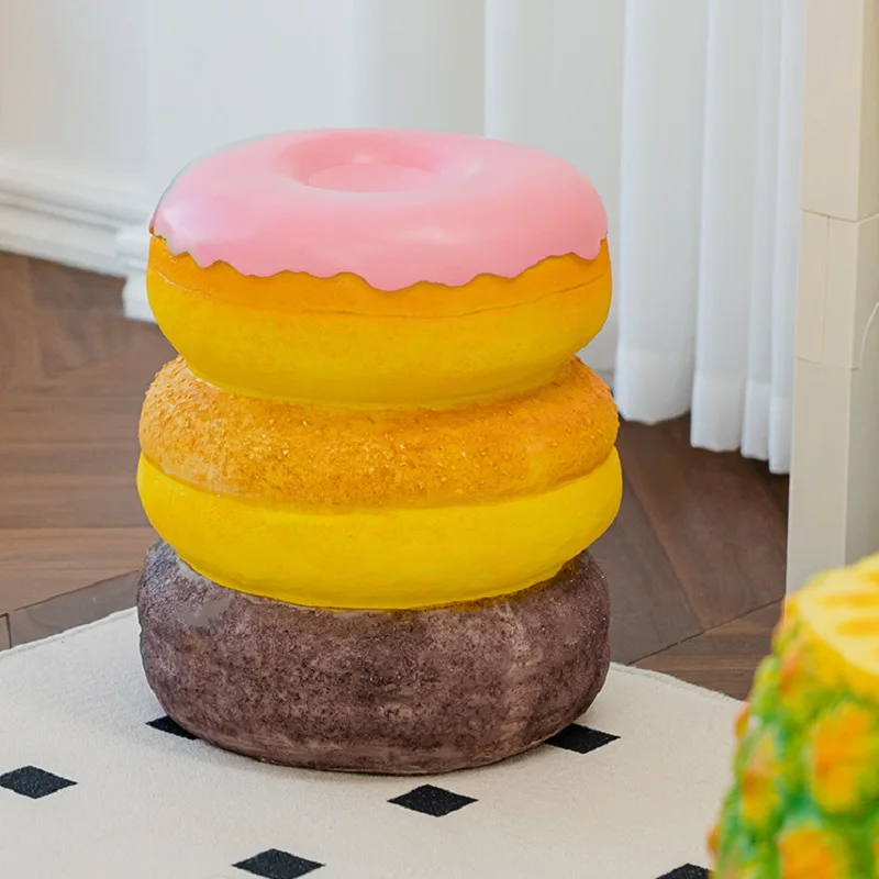 Nordic Creative Food Low Ottoman Household Ins Corn Ice Cream Donut Round Stool Small Apartment Sweet Cone Shoe Changing Stool