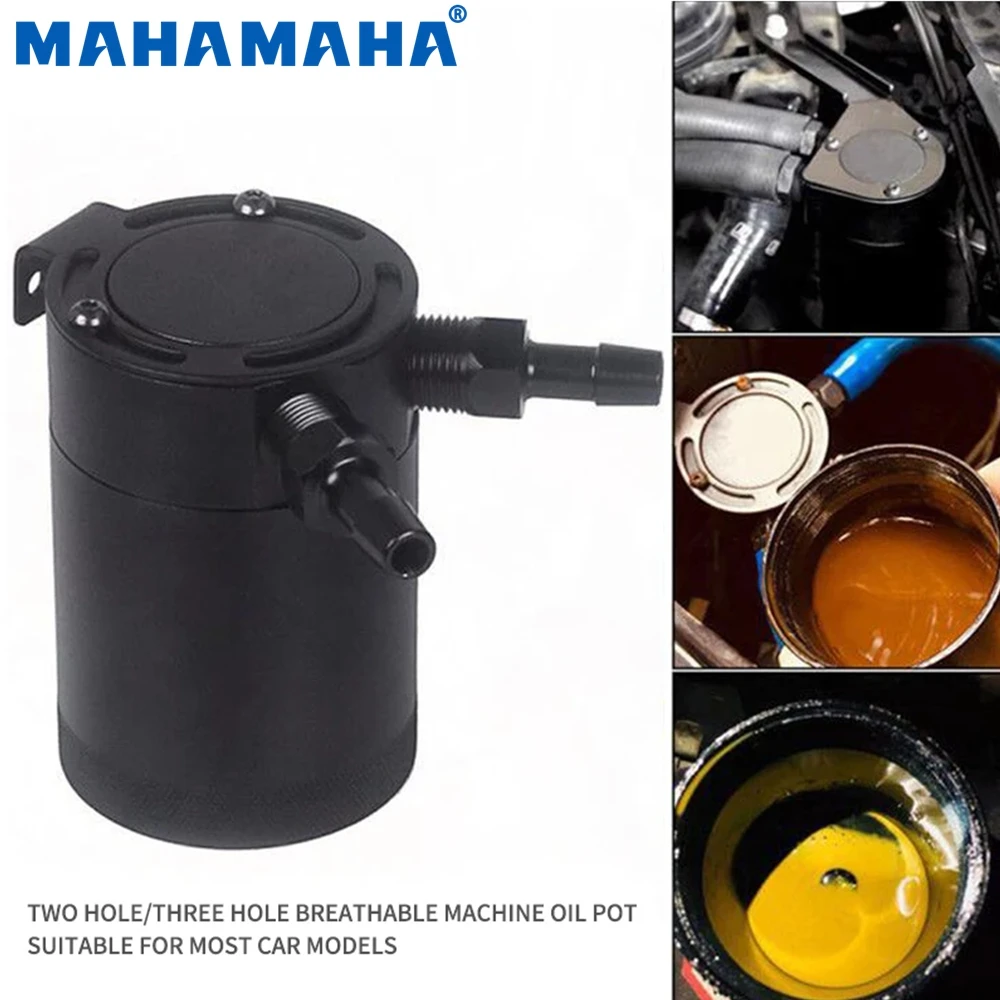 Universal Aluminum 2-port/ 3-port Oil Catch Can Tank with Breather Filter Engine Mini Oil Separator Car Accessories