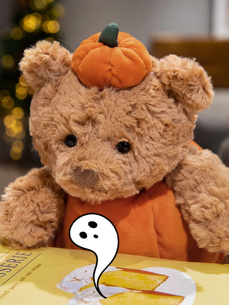 20-30CM Soft Pumpkin Bear, Pumpkin Rabbit Cloak, Eggplant Earmuffs, Eggplant Halloween Plush Toy Festival Decorative Gift