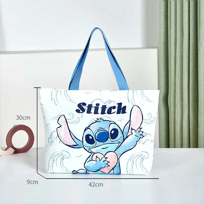 2023 Disney Large Capacity Canva Bag Strawberry Bear Tote Bag Women Shoulder Bag Portable Shopping Bag Girl Cartoon Stitch Tot