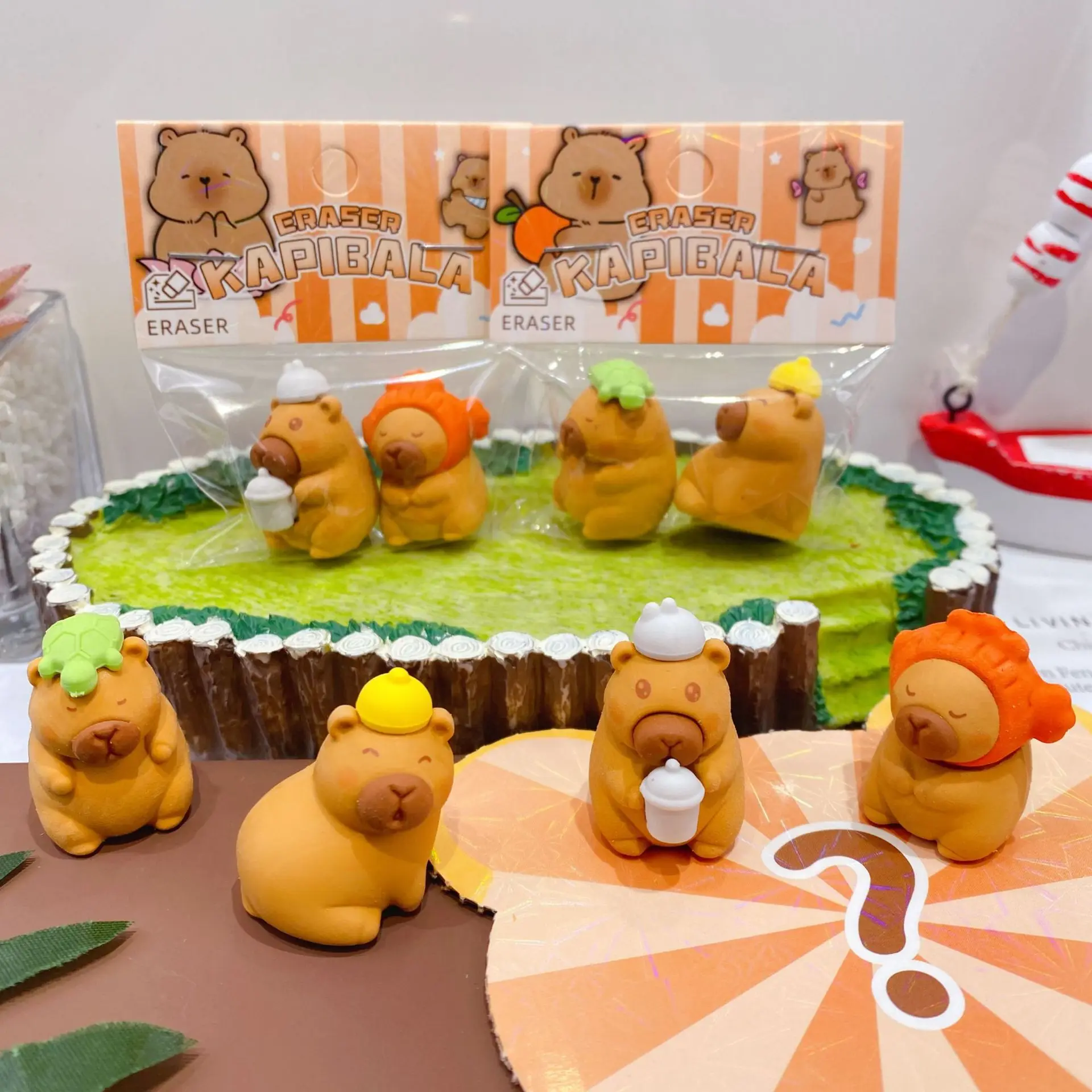 8 Bags Capybara Sharing Pack Eraser Cute Cartoon 3D Can Be Assembled Three-dimensional Eraser 2 Packs