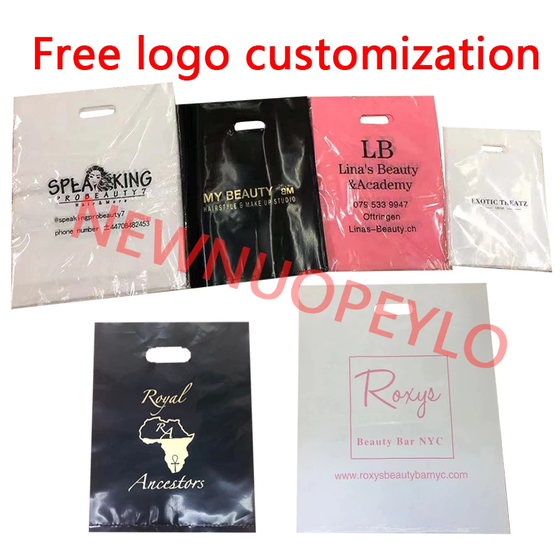 100pcs/lot Wholesales Making Custom Plastic Bags Printed Your Logo for Shopping Party Gift Packaging Bag Free Shipping