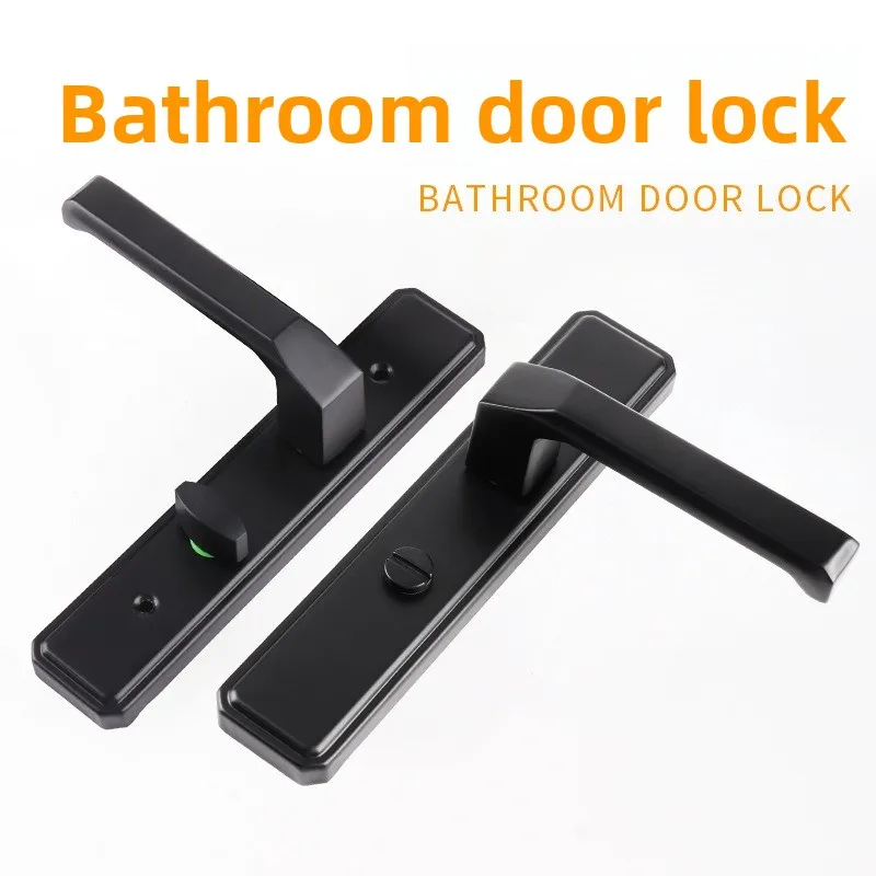 Household accessories bathroom door lock keyless reverse  toilet door   110 hole single tongue handle lock black