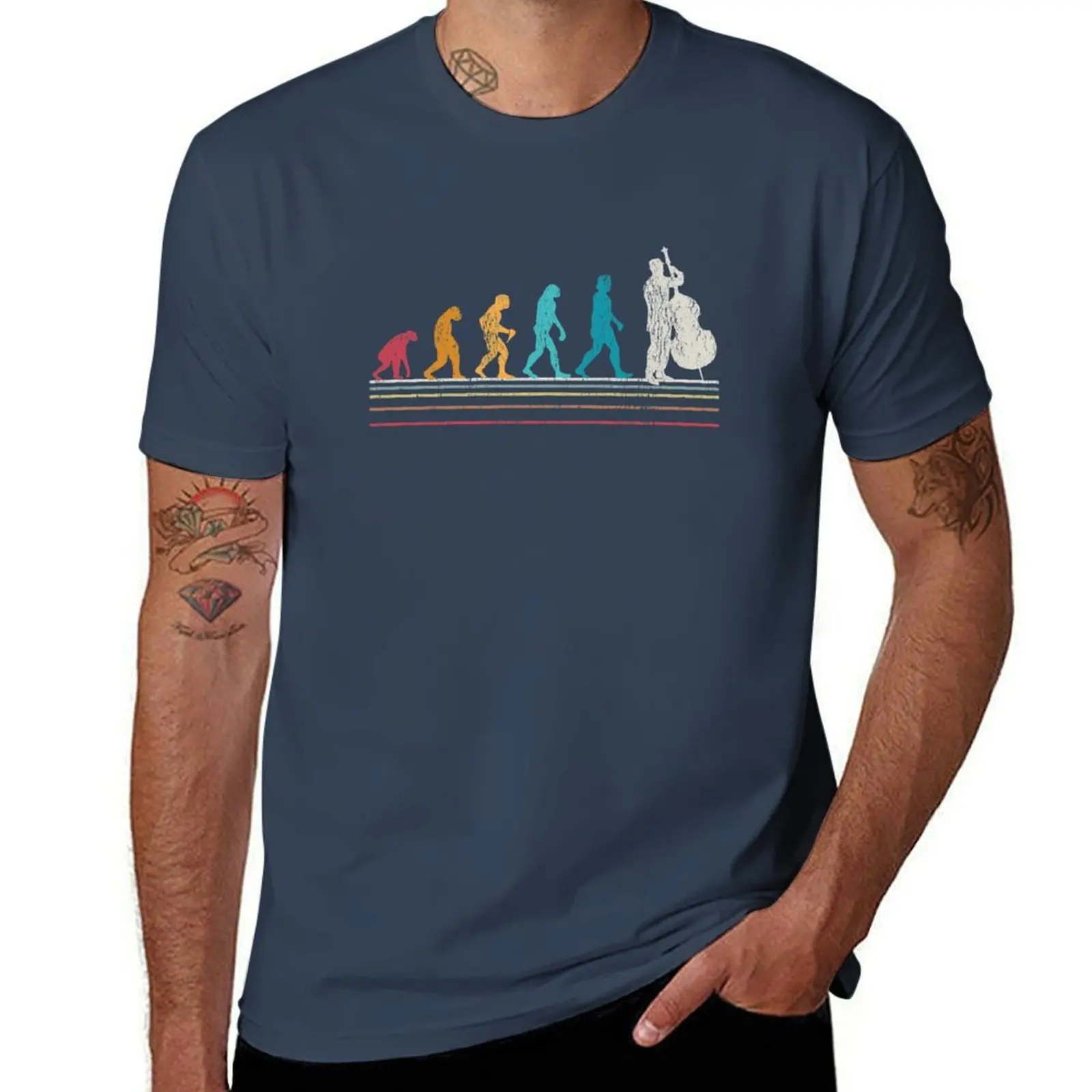 Double Bass Gift Musician Evolution T-Shirt Daily Casual Short Sleeve Tee Shirt