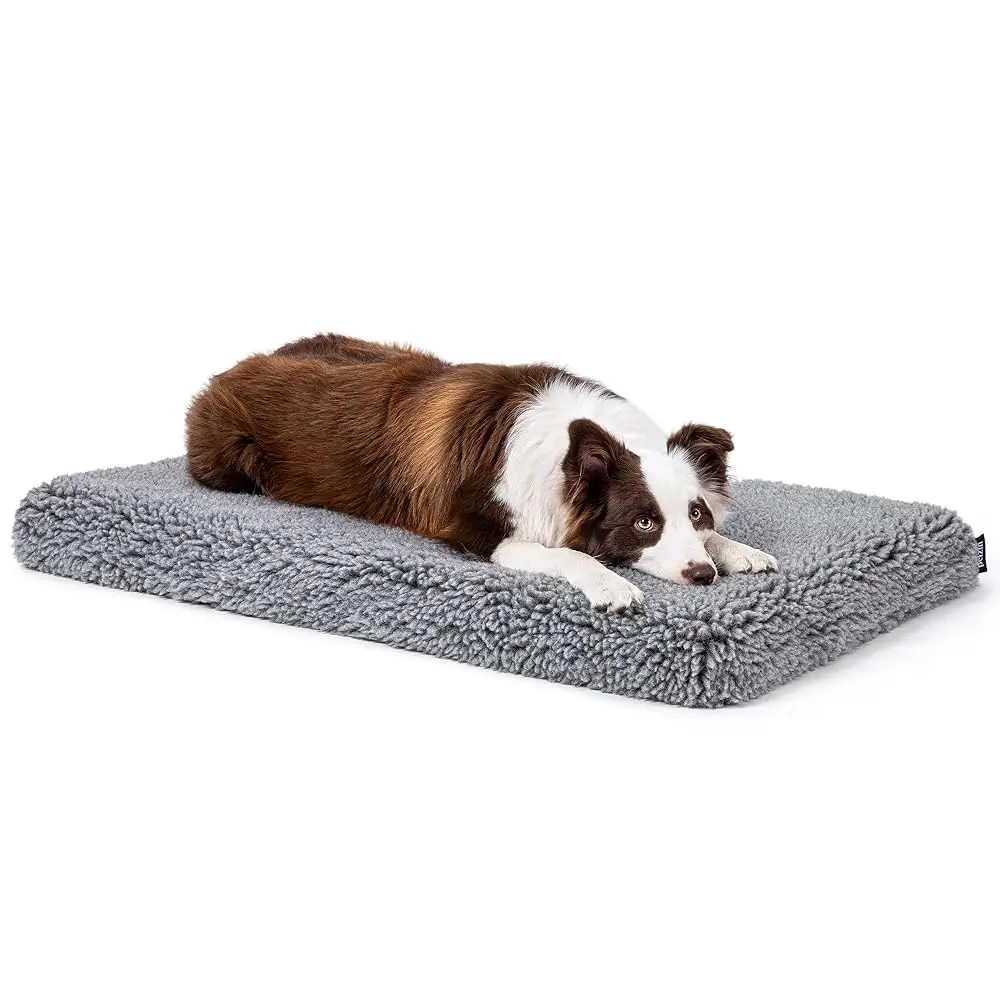 

Stoutwool 4"" Indestructible Dog Bed - Orthopedic Chew Proof Dog Crate Pad - Fluffy Kennel Mat For Aggressive Chewers - I For
