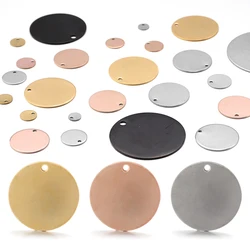 Sauvoo Round Stainless Steel Stamping Blank Dog Tags Pendant 6 8 10 12 15 20 25mm Rose Gold Color For DIY Jewelry Making Finding