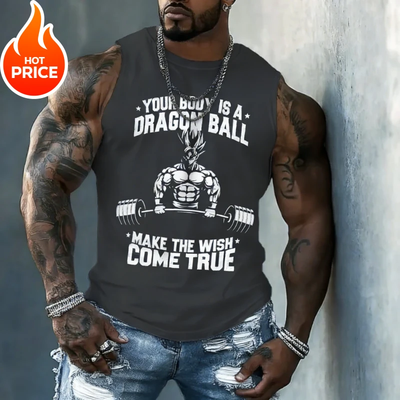 

Dragon Ball Gym Son Goku Super Saiyan Tank Top New Anime Harajuku Summer Men Fitness Oversized Casual Sports Sleeveless Tee Y2k