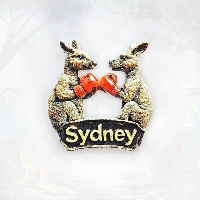 Imán para nevera de canguro de boxeo, recuerdo 3D de Sydney, decoración de cultura deportiva australiana, regalo único de Australia con imán fuerte