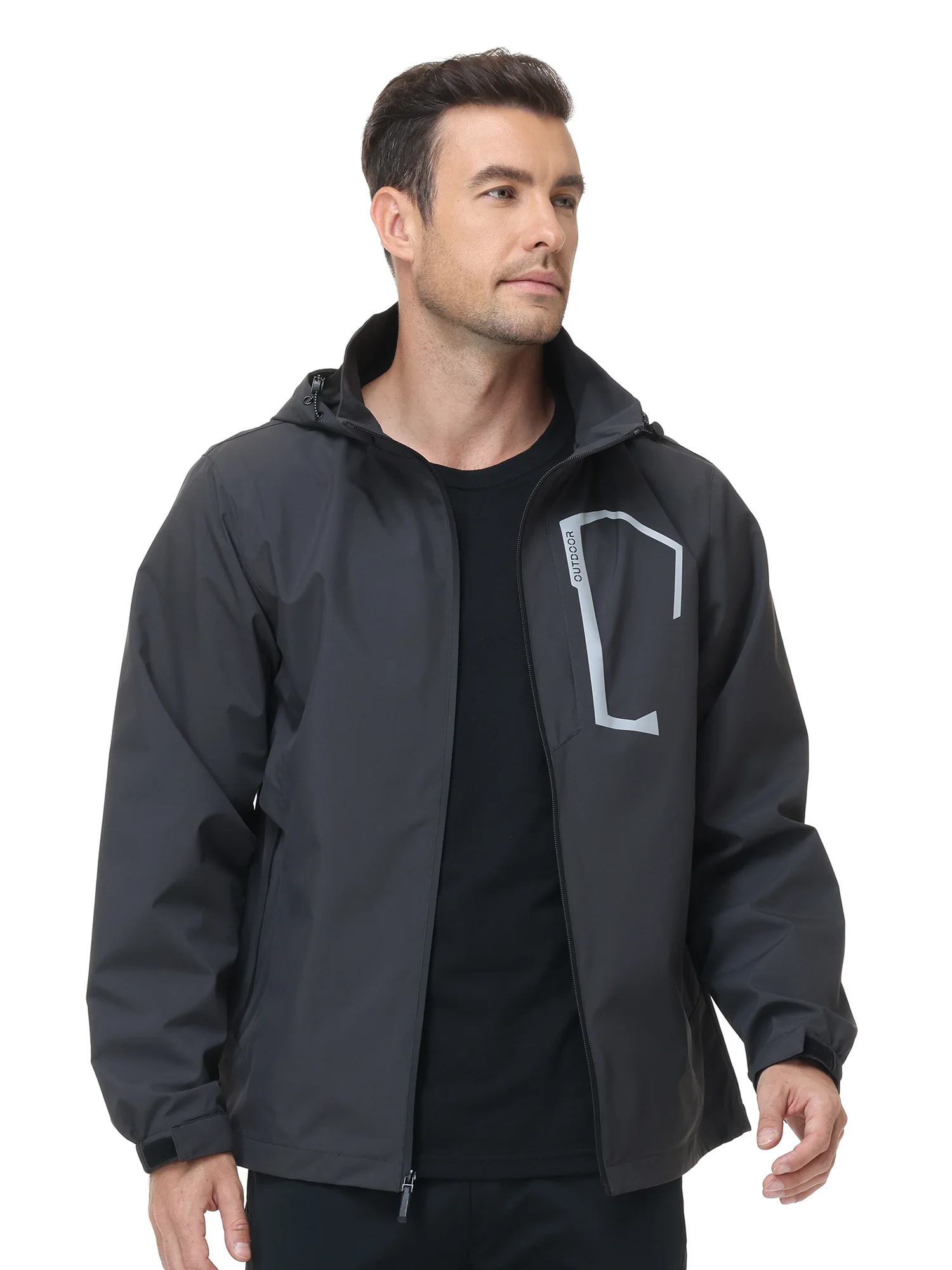 Sommer Herren Outdoor-Jacke Wasserdichte Regenjacke, Dünne Regenjacke mit Mehreren Taschen für Camping Wandern Radfahren Angeln – Detail 6