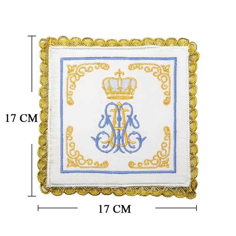 Embroidery Gauze Nine Fold Cloth Crucifix Pattern Father Mass Liturgy Chalice Coasters Traditiounal Handcraft Home Decoration