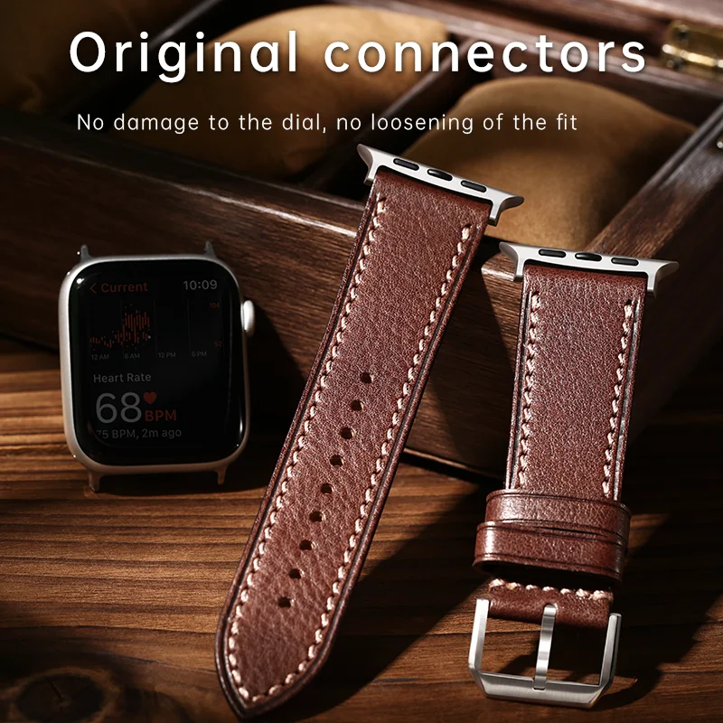 2023New Apple Watch Strap Ultra 2 49mm Series 9 8 7 6 SE 45mm 44mm 41mm 40mm Vegetable Calf Leather Bands For Apple Watch