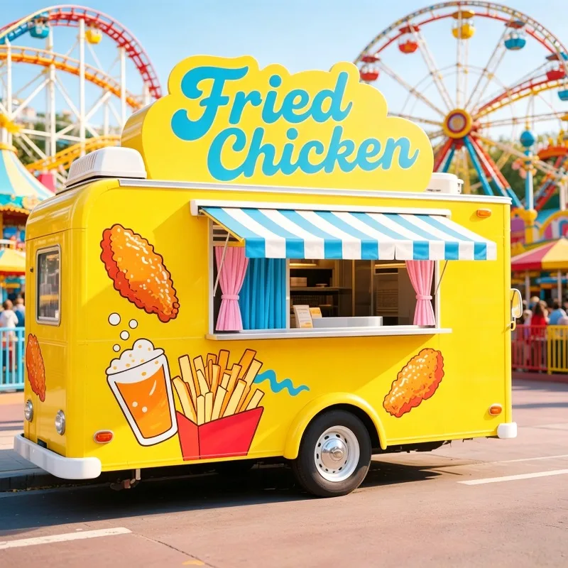 Ice Cream & Coffee Food Trailer – Small Mini Mobile Kitchen, Cheap Food Truck for Fast Food, Customized Available