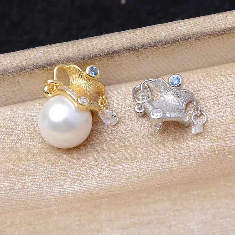 

Wholesale S925 Sterling Silver Pendant Mounts Base Findings Settings Mountings Jewelry Fittings for 10-11mm Pearls 3pcs/lot