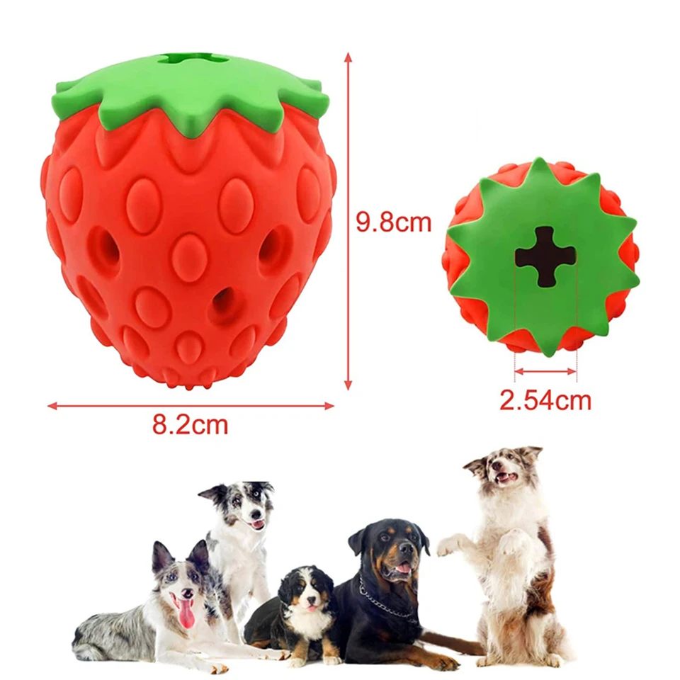 Juguete masticar perro fresa goma dispensador comida duradero ecológico - imagen 2