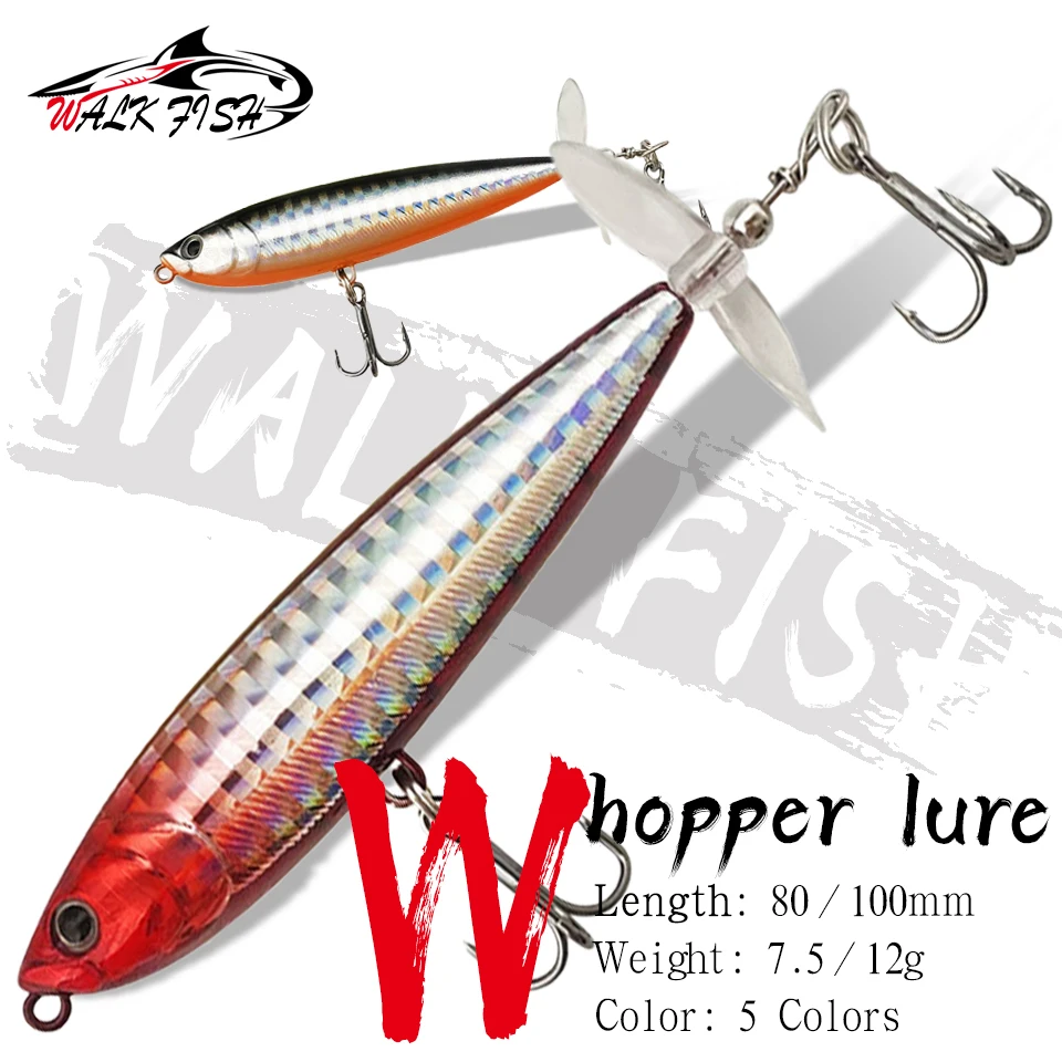 WALK FISH 7.5g/12g Topwater Plopper Fishing Lure Whopper Plastic Artificial Pencil Hard Bait Trolling Crankbait Bass Pike Pesca