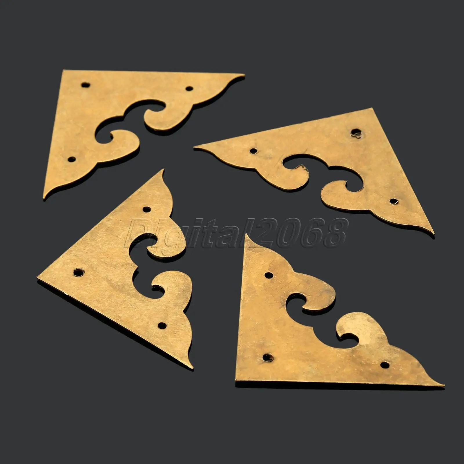 Good Quality 4pcs Corners Brackets Chinese Furniture Hardware Brass for Cabinet Trunk Jewelry Box Chest with Nails 4.5*4.5*4.5cm