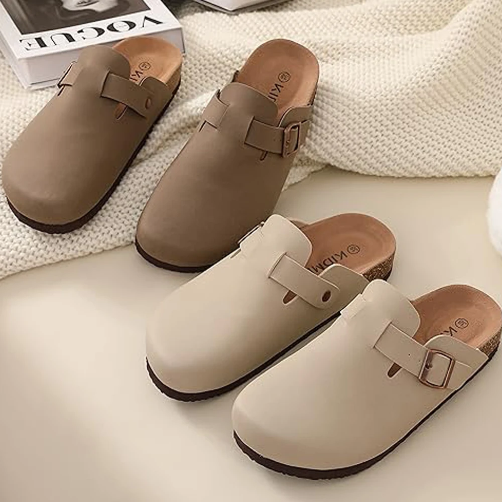 Shevalues Kurk Suède Klompen Voor Vrouwen Kurk Slippers Zomer Kurk Sandalen Mode Strand Glijbanen Klassieke Muiltjes Mannen Klompen Baotou Schoenen