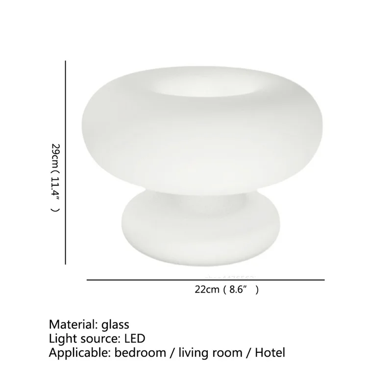 TYLA Contemporary Table Lamp Creative White LED Mushroom Desk Light Decorative For Home Living Room Bedroom