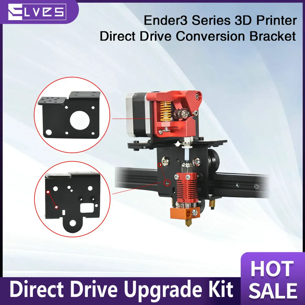 

ELVES 3D Printer Parts Direct Drive Upgrade Kit Aluminum Sheet Metal Conversion Bracket for Dual Gear/Bowden/TITAN/MK8 Extruder