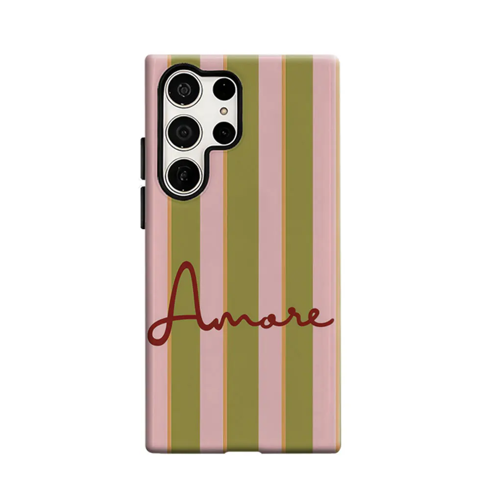 CaseLumi Phone Case For Samsung Galaxy S25 S24 S23 Ultra Plus HD Hard Striped amore Double Layer Cover Film Shell
