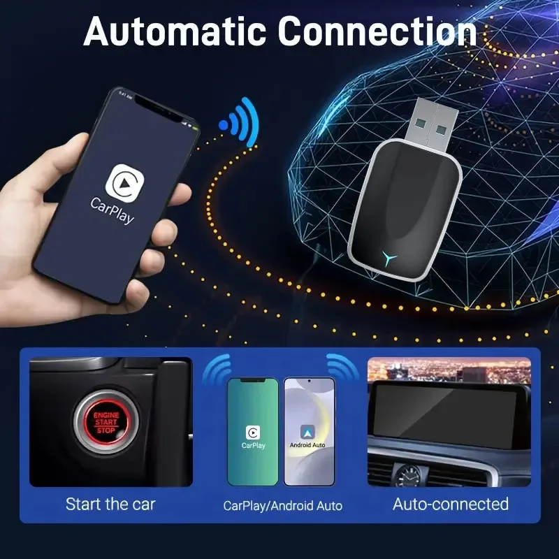 

Беспроводной адаптер CarPlay AI Box для Android Auto, подключение Plug and Play, для преобразования оригинального проводного CarPlay в беспроводной.