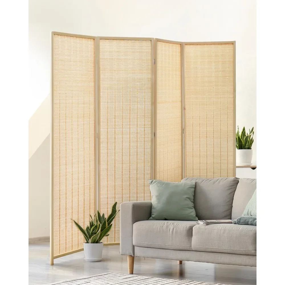 

Room Divider 4 Panel Folding Privacy Screen, Bamboo Room Divider Screen - 6 ft. Tall Wall Divider for Room Separation