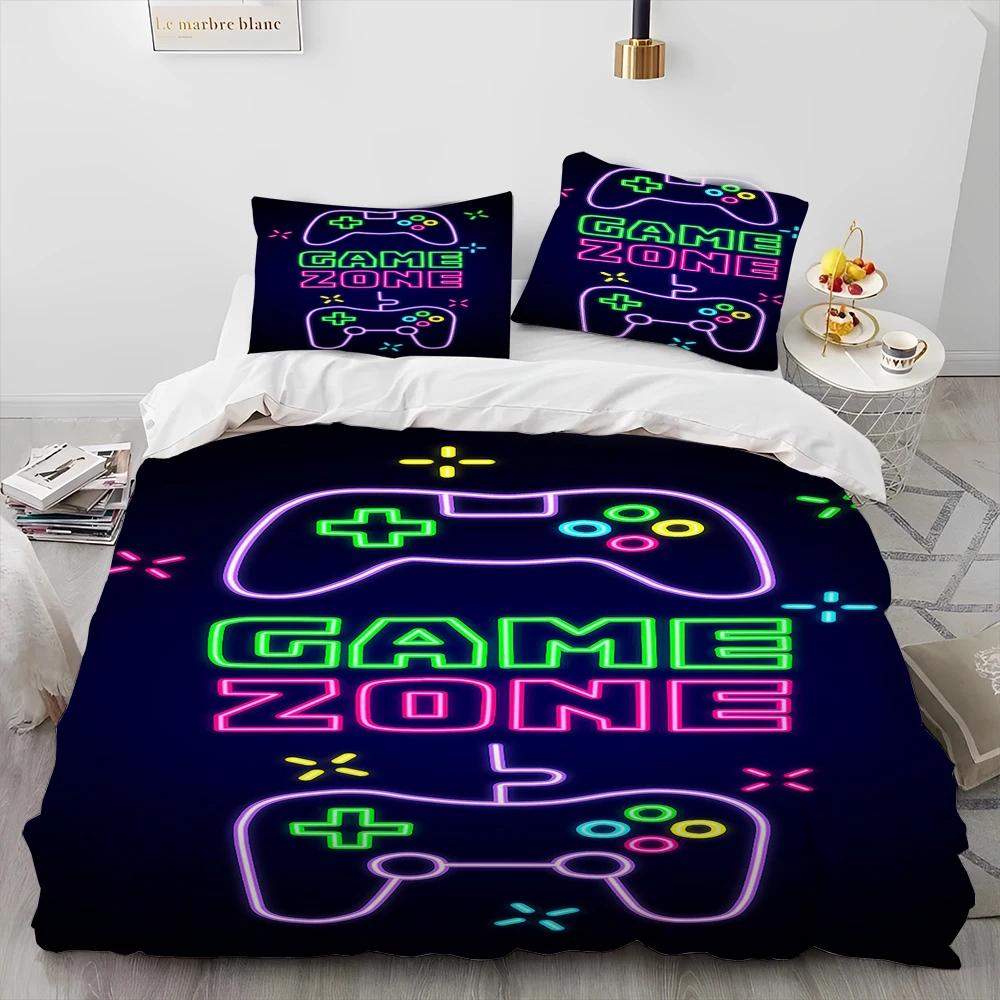 Imagem -06 - Cartoon Gamer Game Controller Comforter Bedding Setduvet Cover Bed Conjunto Quilt Cover Fronha King Queen Size Bedding Conjunto Criança